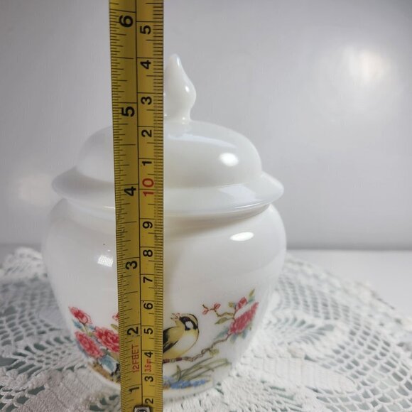 Avon Dynasty Milk Glass Candle Holder Bird on Branch with Flowers Vintage 1980s - Picture 8 of 14